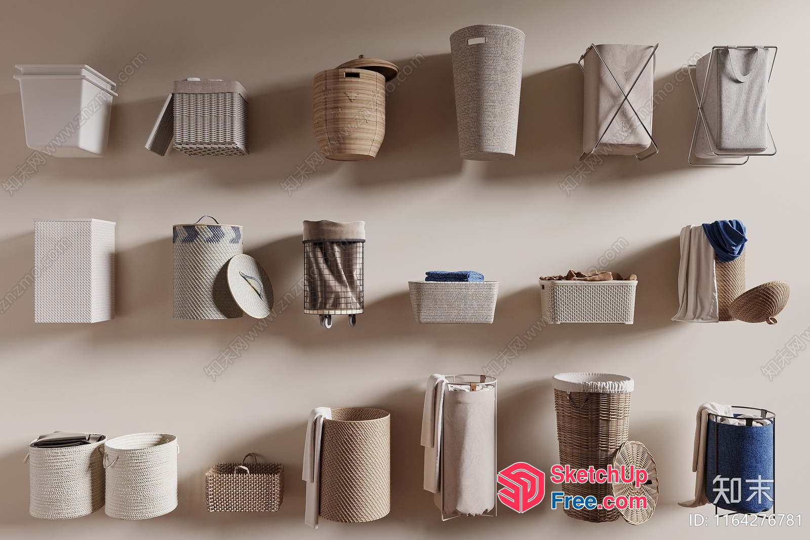 A Variety Of Storage Baskets And Containers 3D SketchUp File