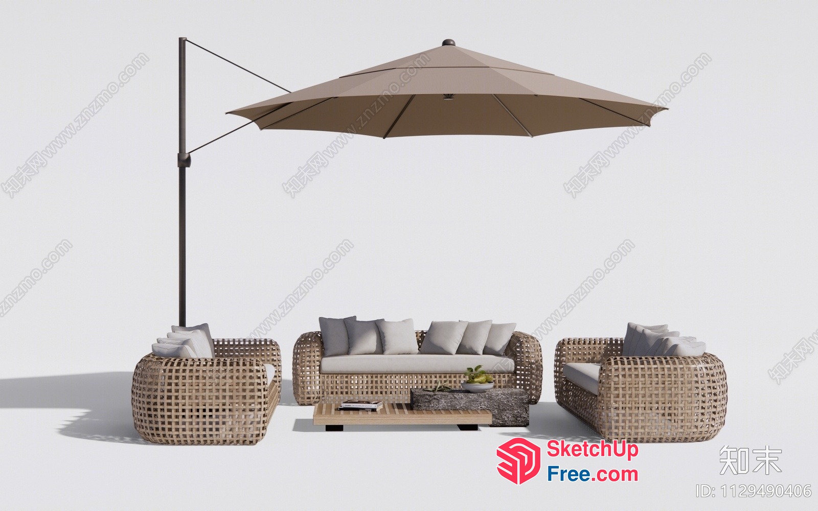 Outdoor Patio Furniture With Umbrella And Table 3D SketchUp File