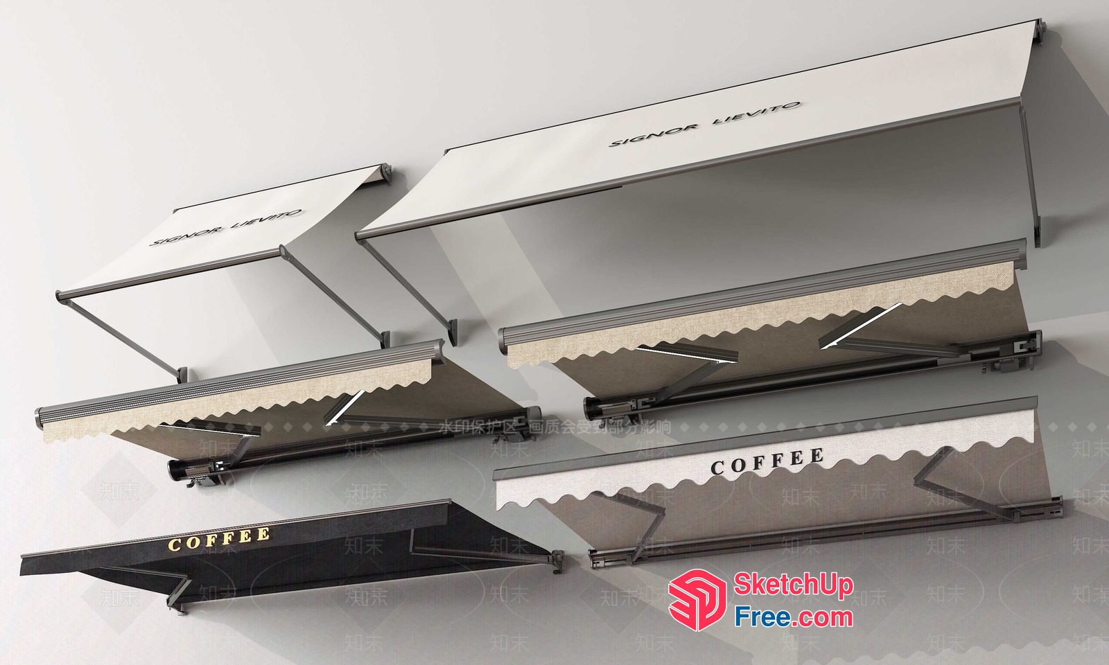 Modern Coffee Shop Awnings 3D SketchUp File