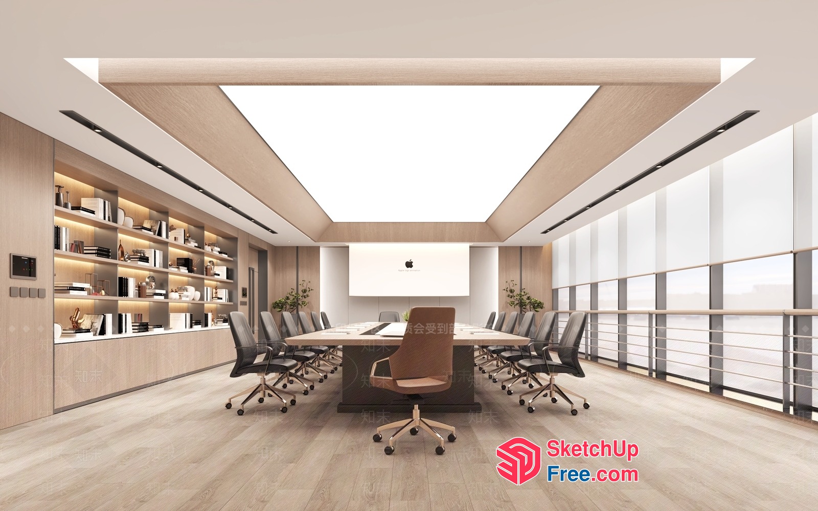 Modern Minimalist Conference Room With Apple Logo 3D SketchUp File