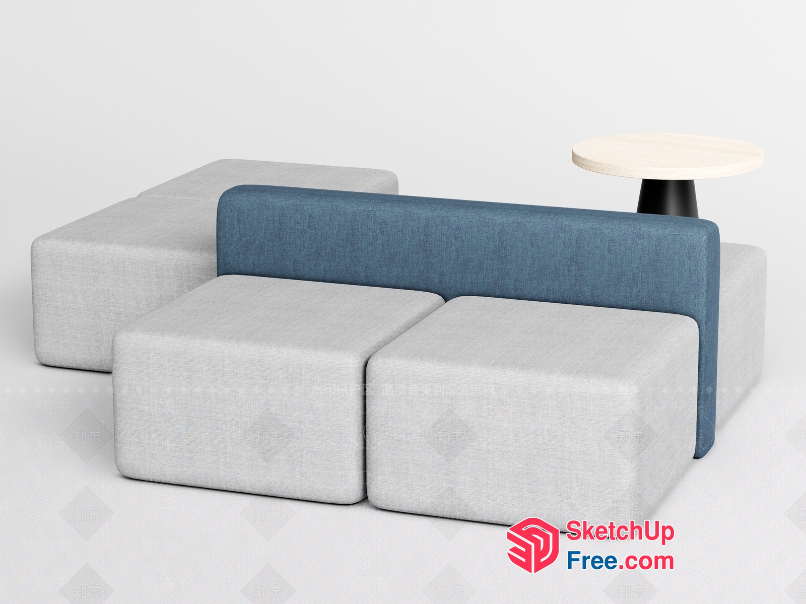Modern Minimalist Living Room Sofa And Table Set 3D SketchUp File