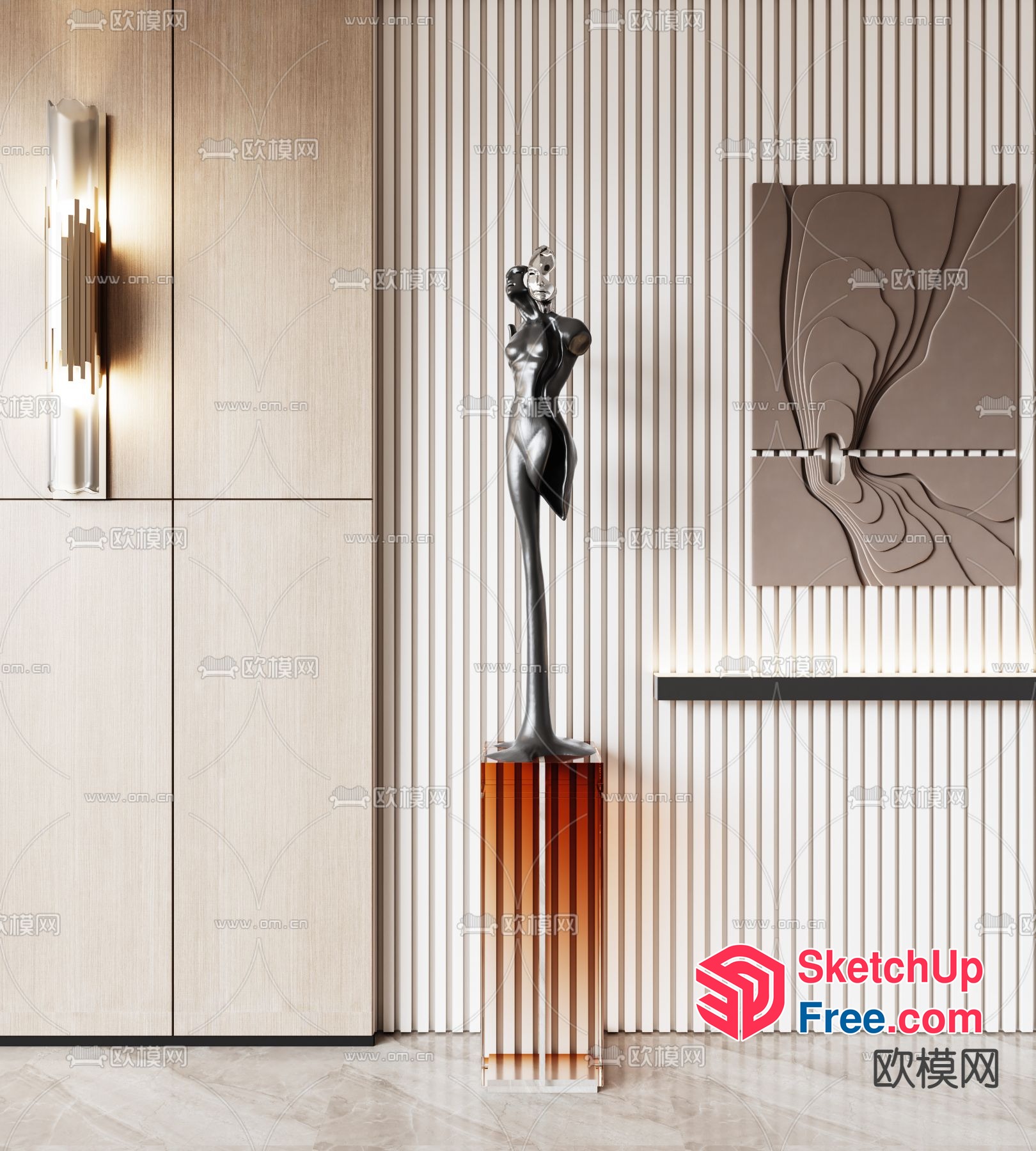 Elegant Modern Minimalist Art Deco Interior Design 3D SketchUp File