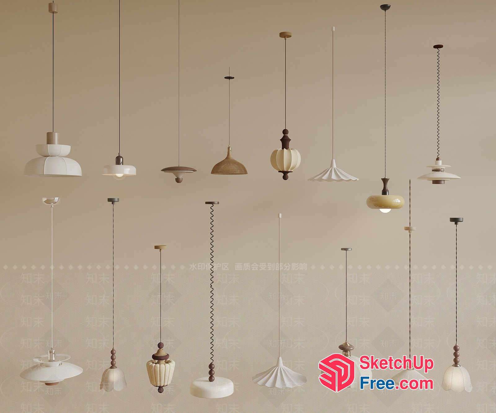 Elegant Hanging Lights Collection 3D SketchUp File