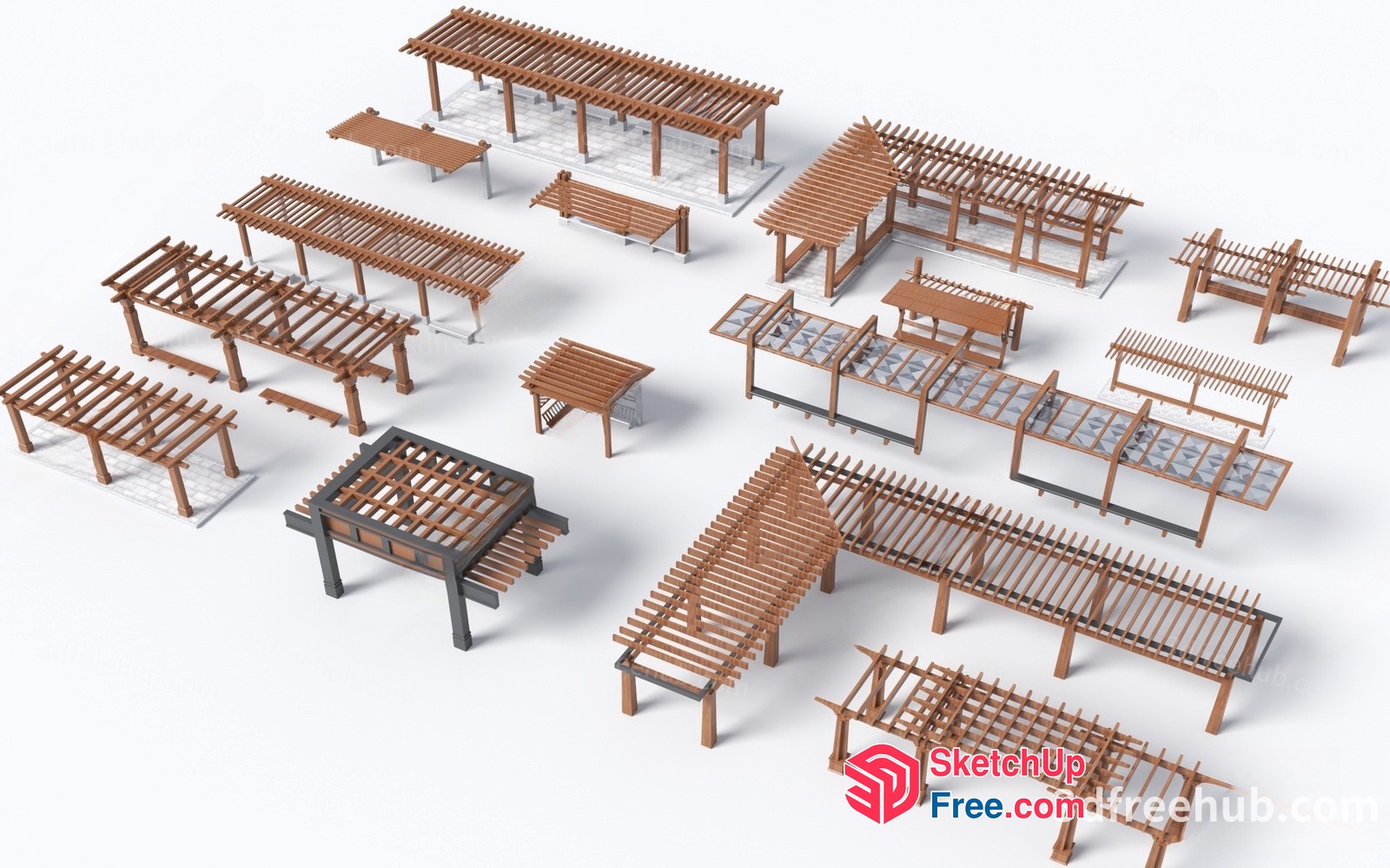 Various Pergola Designs And Furniture 3D SketchUp File