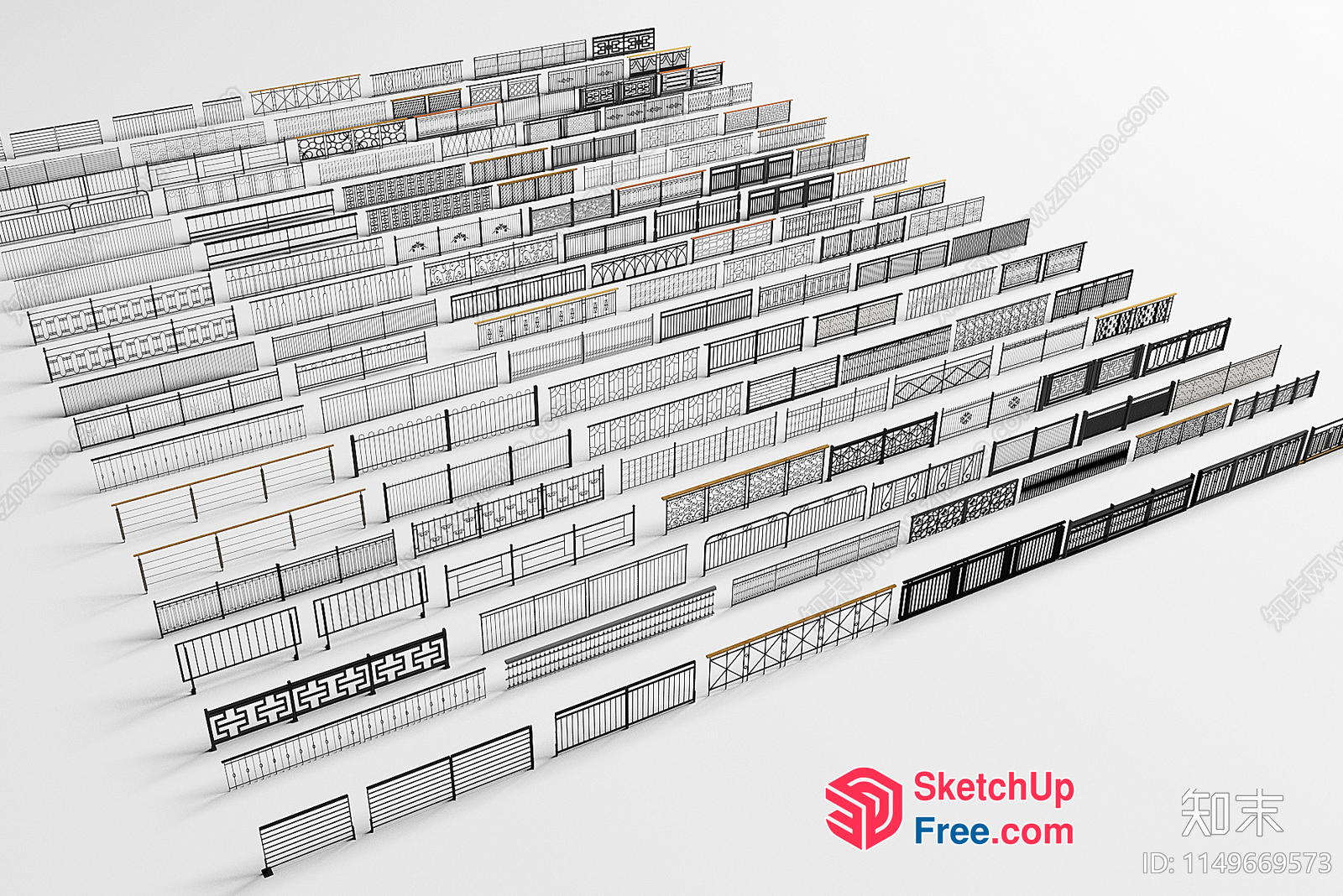 Architectural Fencing And Railing Collection 3D SketchUp File