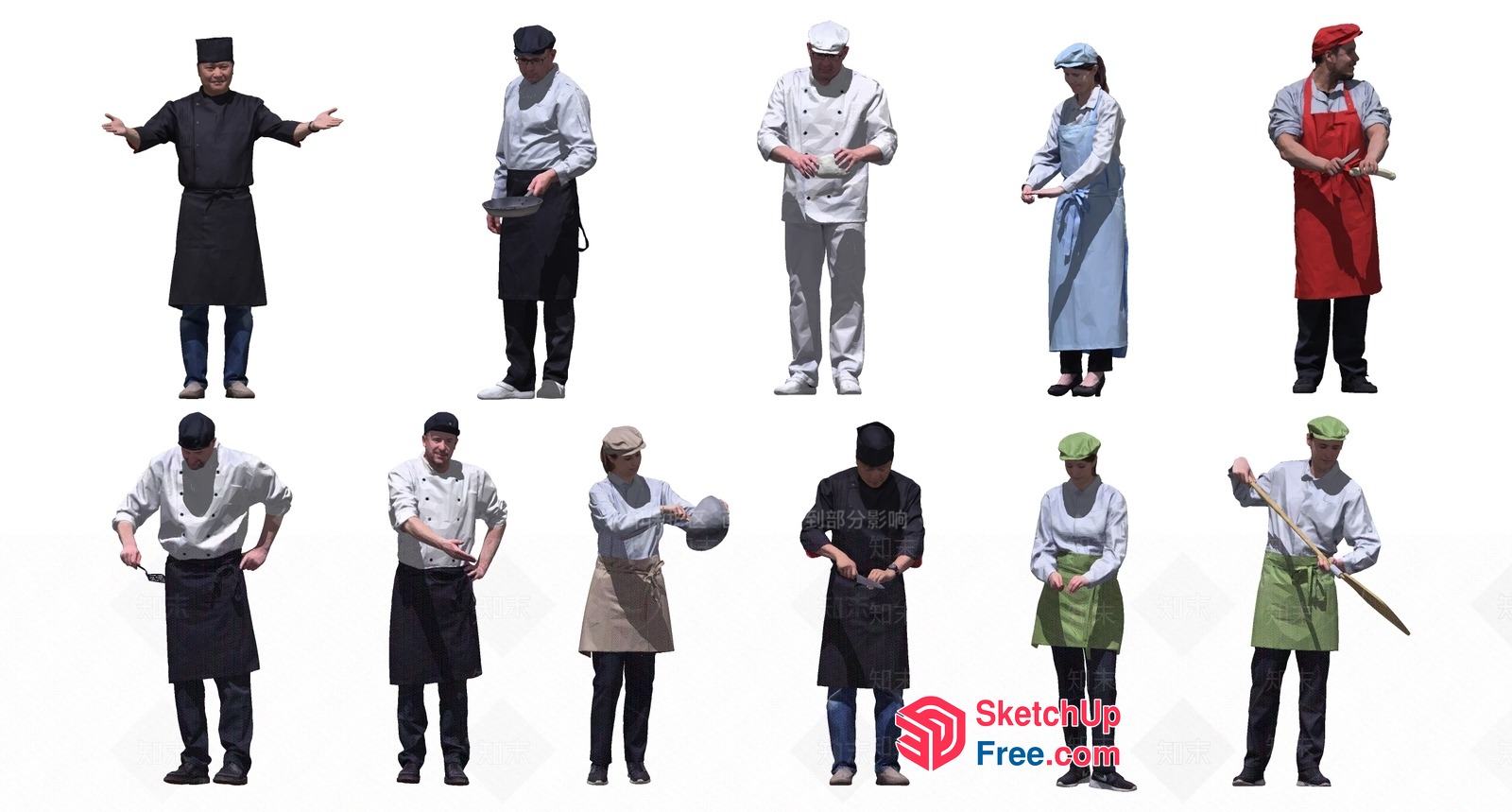 Chef Standing Poses Collection 3D SketchUp File