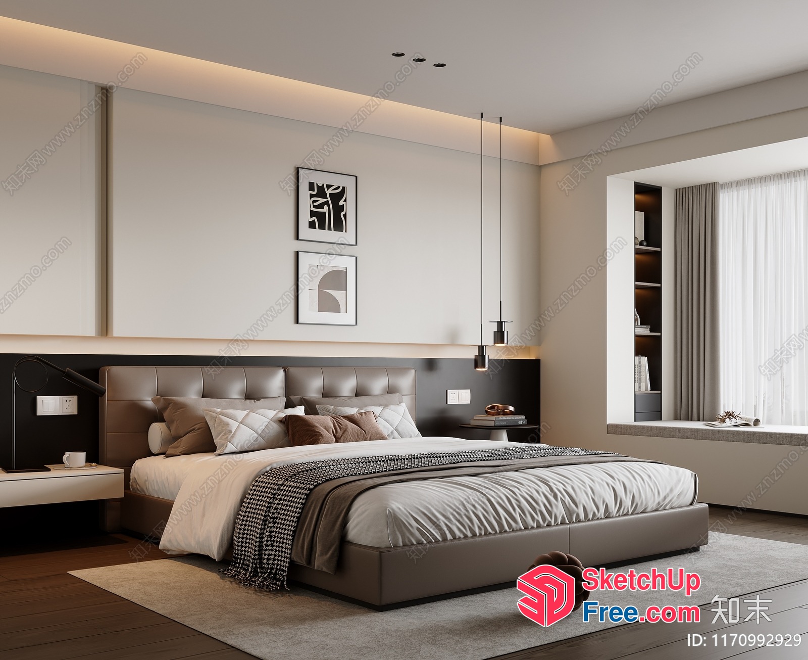 Modern Minimalist Bedroom With Sleek Furniture And Neutral Tones 3D SketchUp File