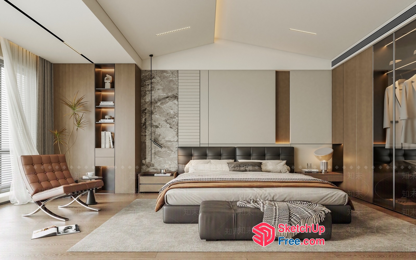 Modern Minimalist Bedroom Design With Neutral Tones 3D SketchUp File