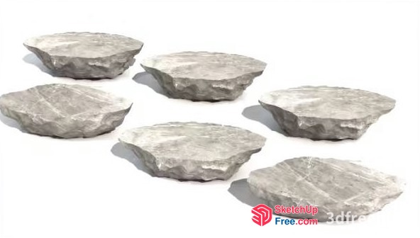 Six Stone Shaped Objects On White Background 3D SketchUp File
