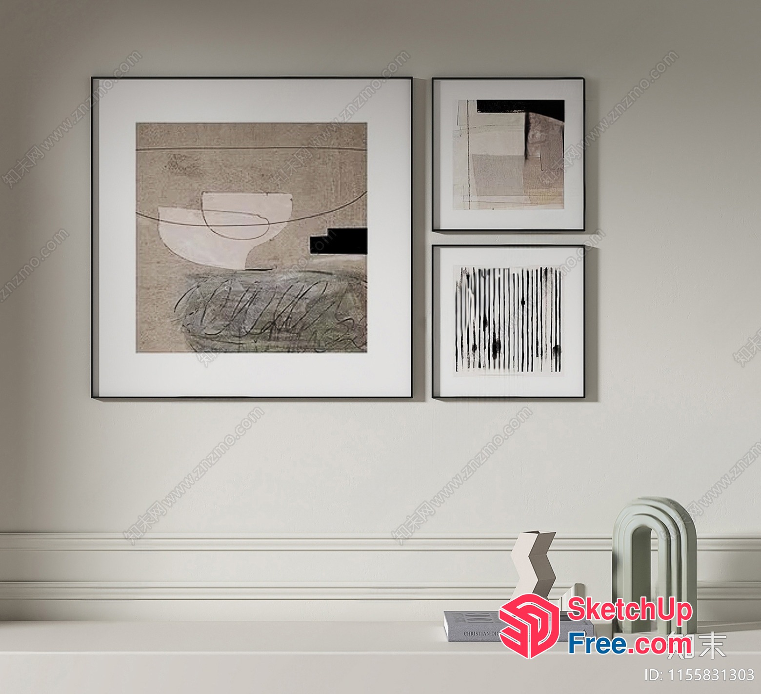 Modern Minimalist Abstract Artwork Collection 3D SketchUp File