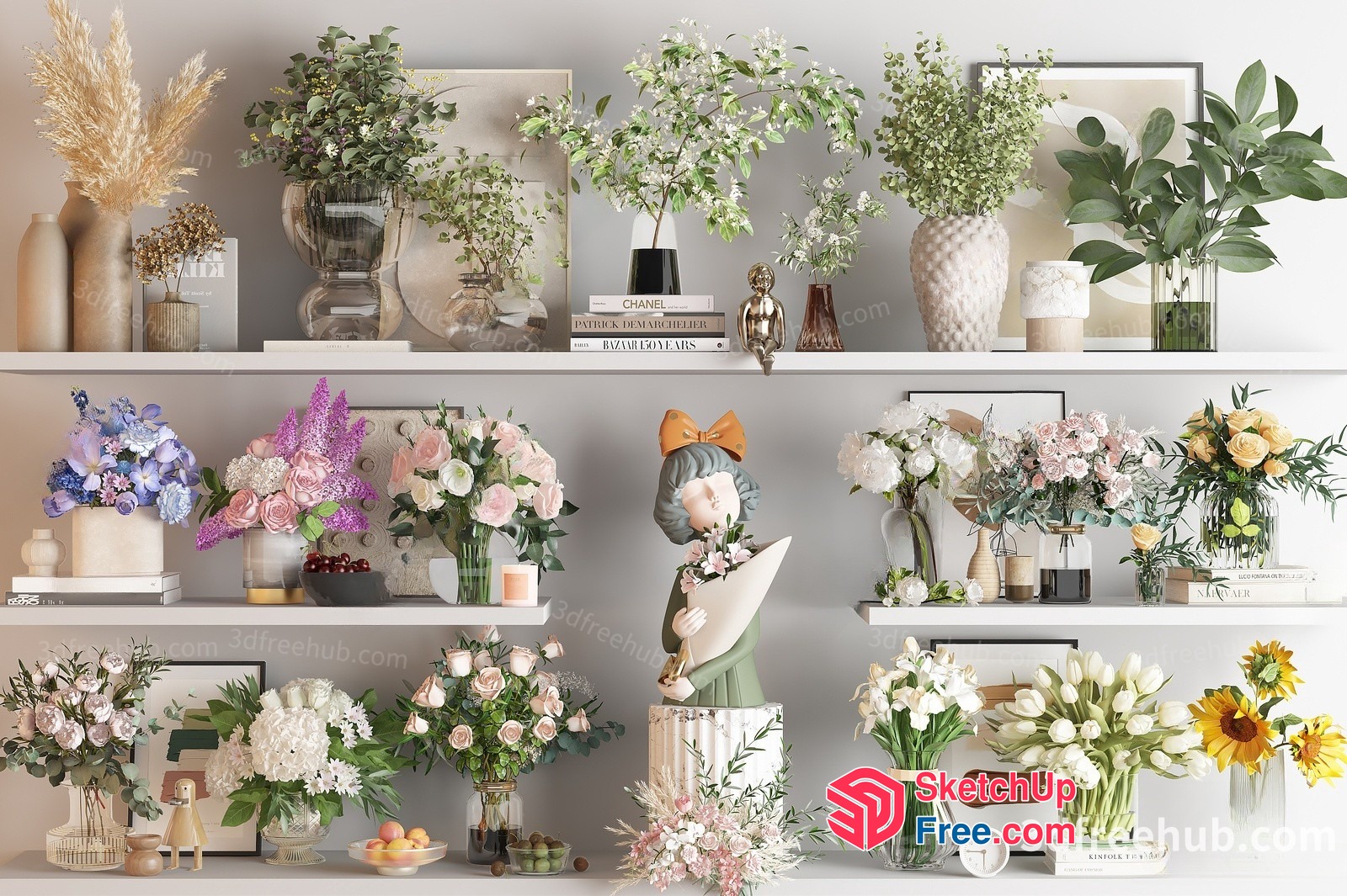 Elegant Floral Arrangement Display 3D SketchUp File