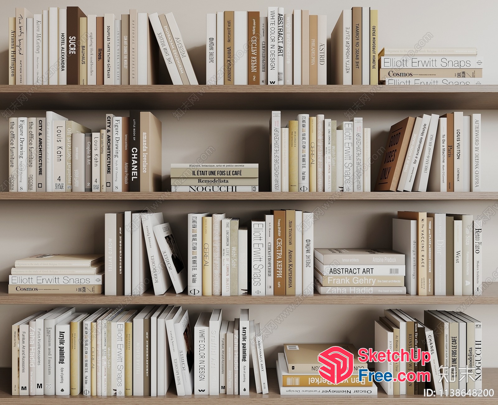 Elegant And Modern Bookcase In Neutral Tones 3D SketchUp File