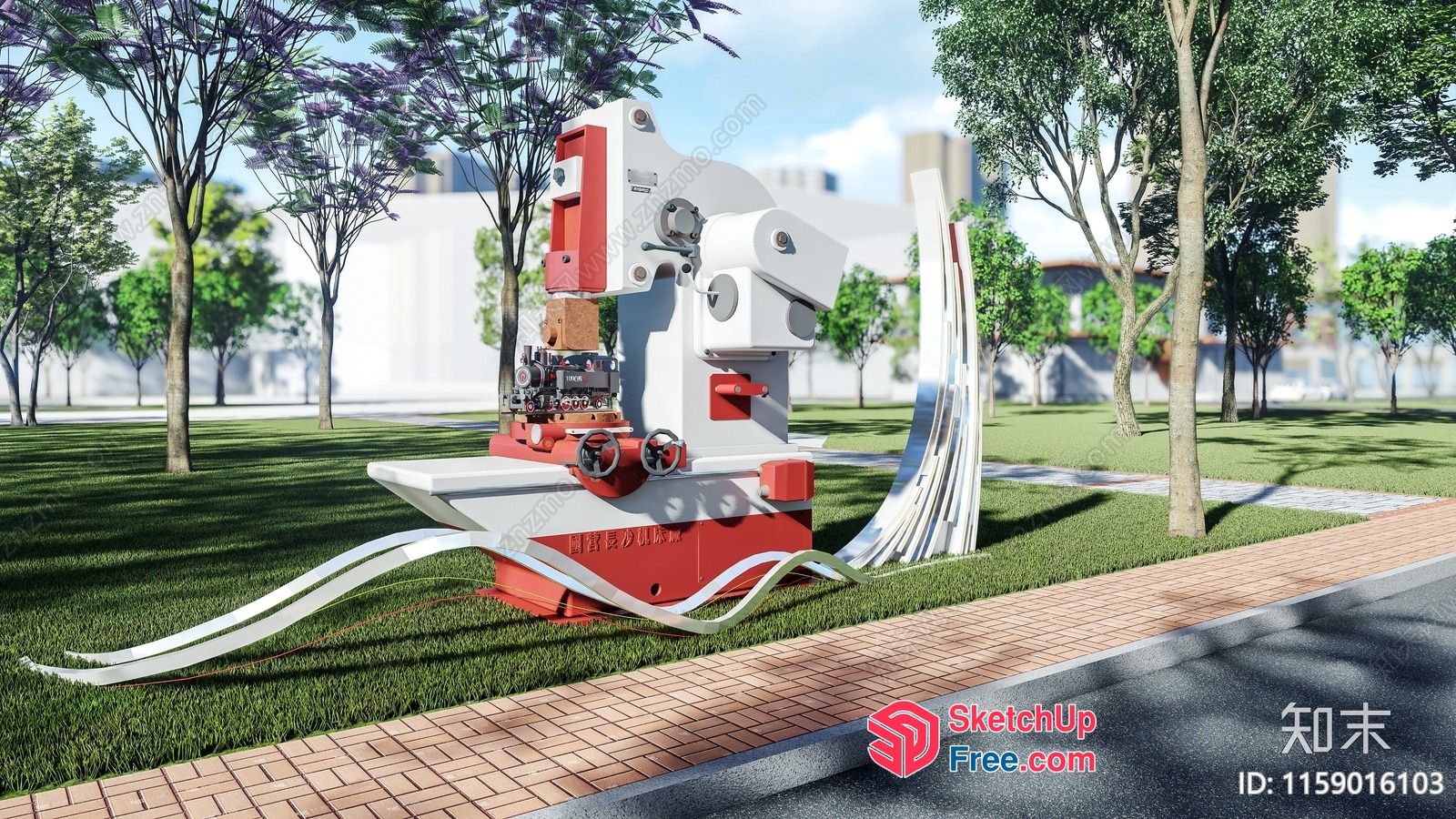 Outdoor Modern Art Sculpture Park 3D SketchUp File