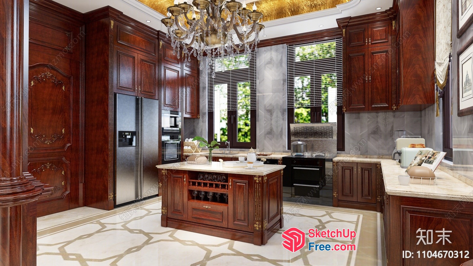 Luxurious Classic European-Style Kitchen 3D SketchUp File