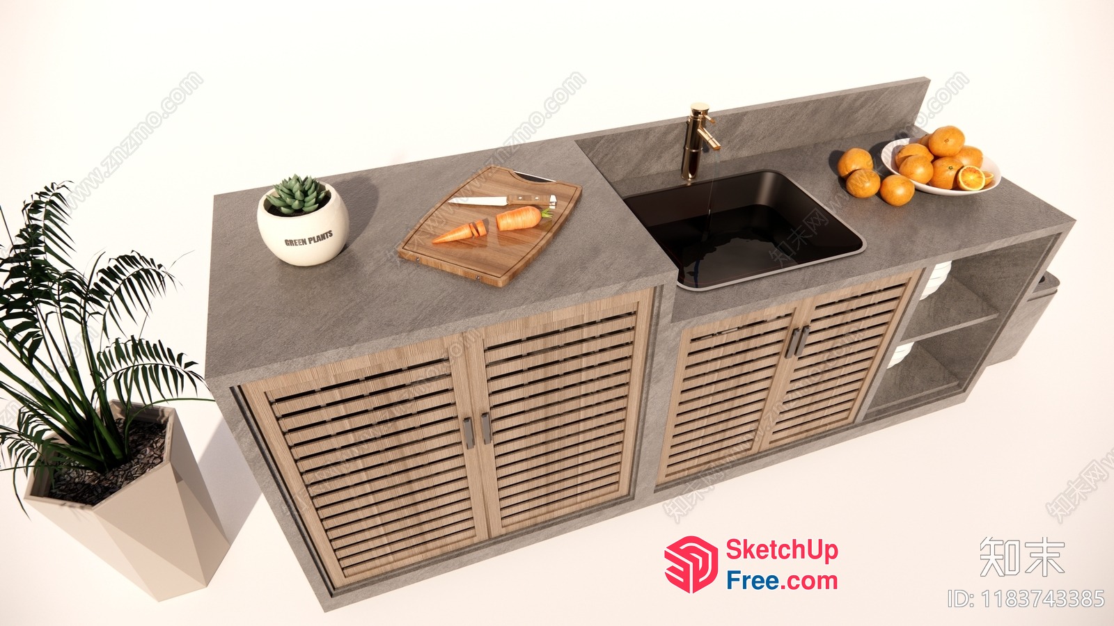 Modern Kitchen Island With Sink And Cabinets 3D SketchUp File