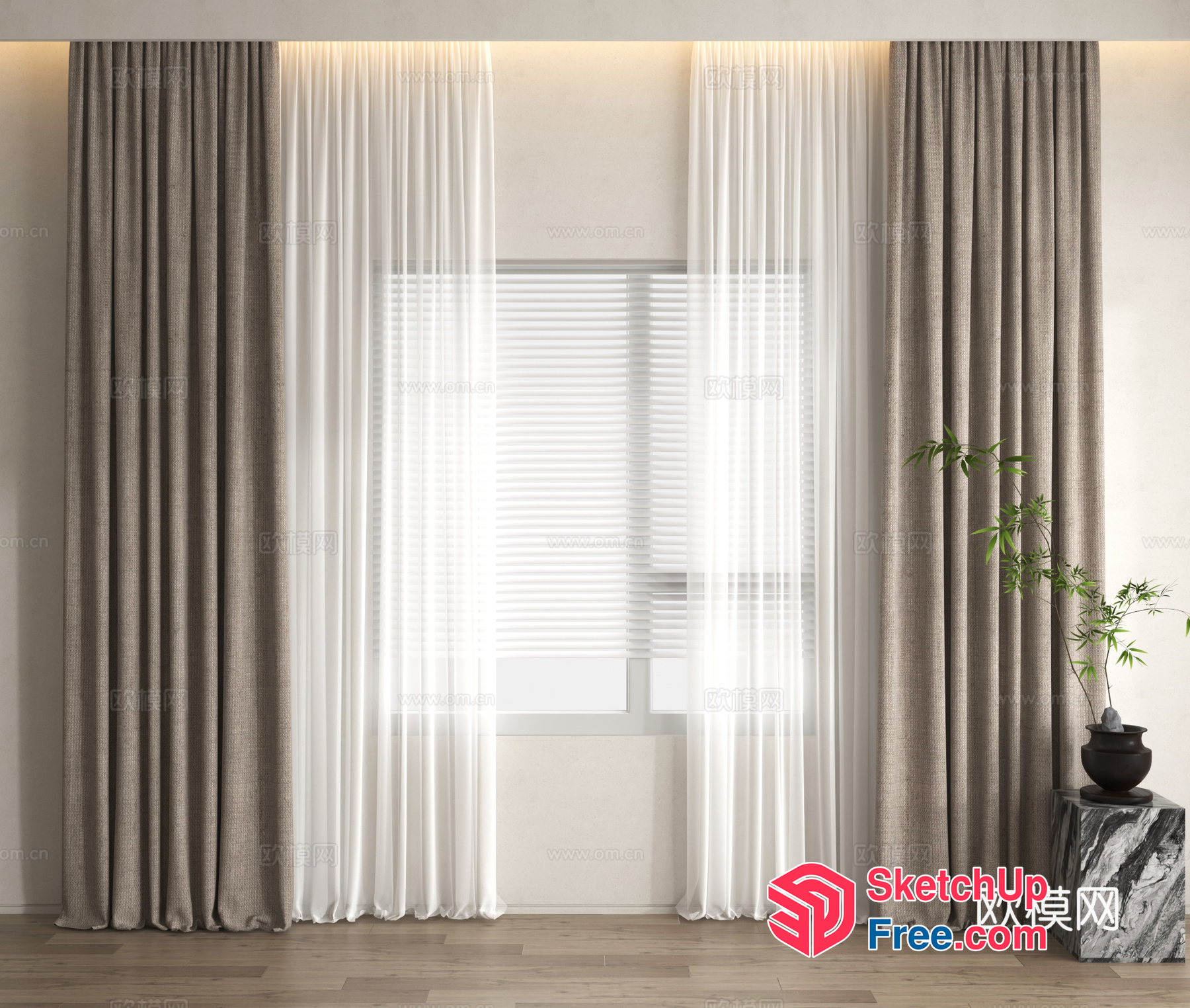 Elegant Minimalist Window Treatment 3D SketchUp File