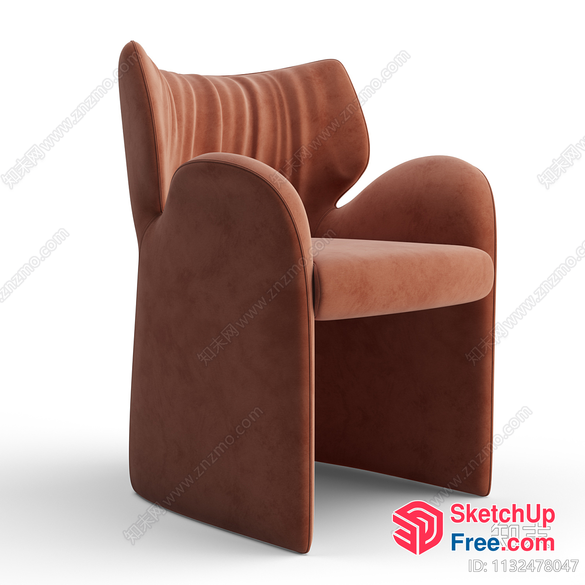 Elegant Brown Armchair With High Back 3D SketchUp File