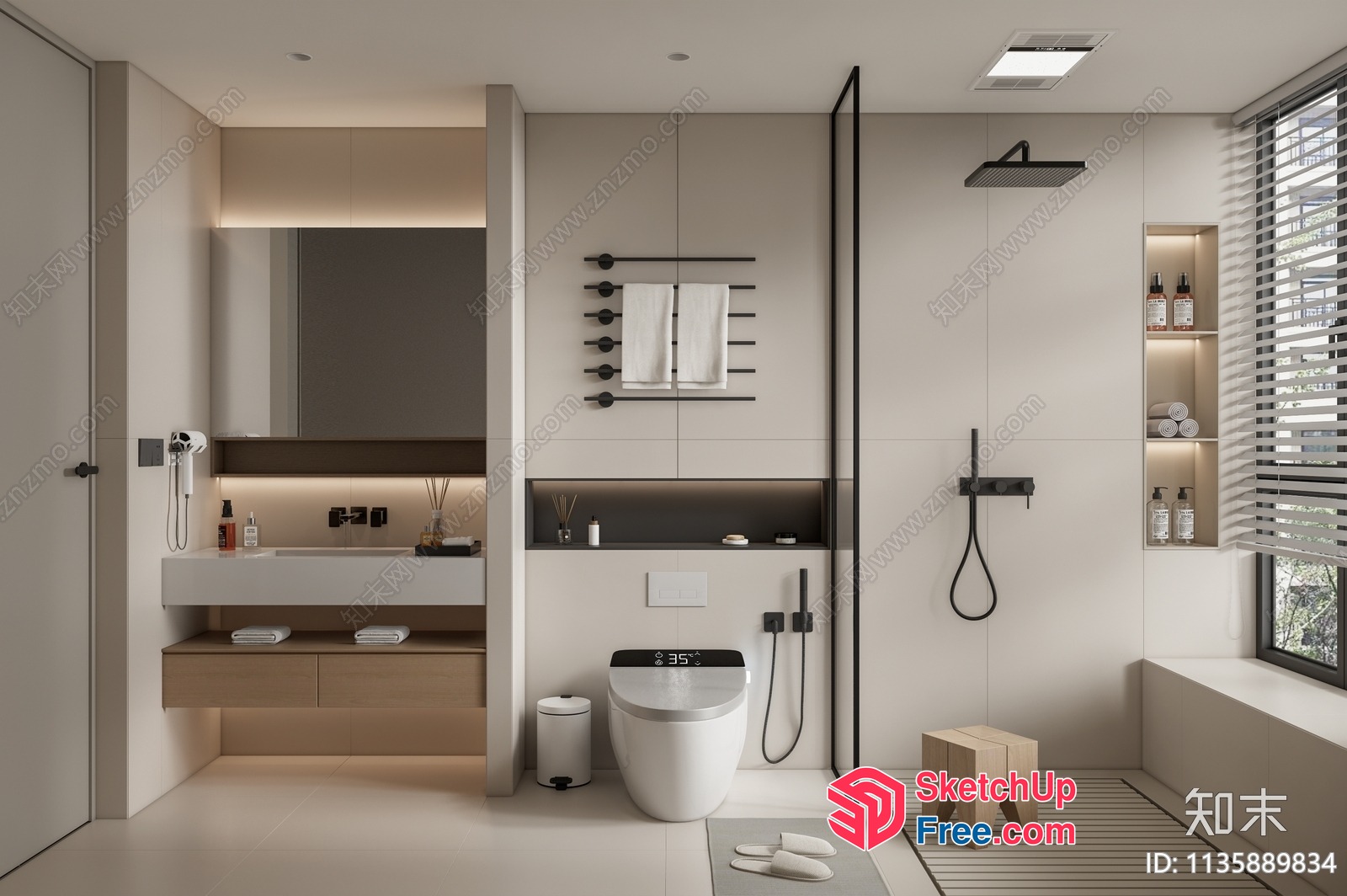 Modern Bathroom With Clean Lines And Neutral Color Scheme 3D SketchUp File