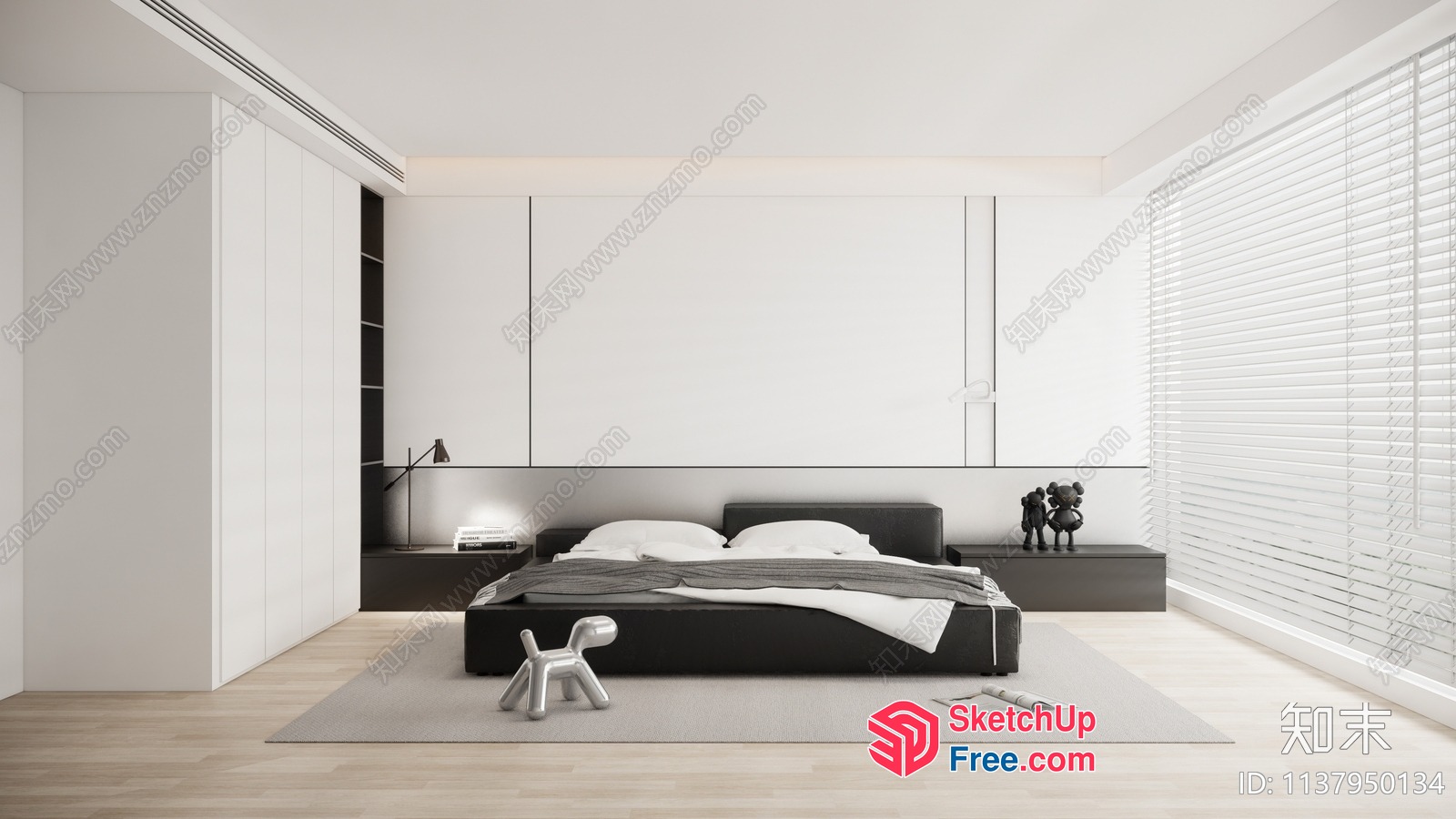 Modern Minimalist Bedroom With Sleek Furniture And Neutral Tones 3D SketchUp File