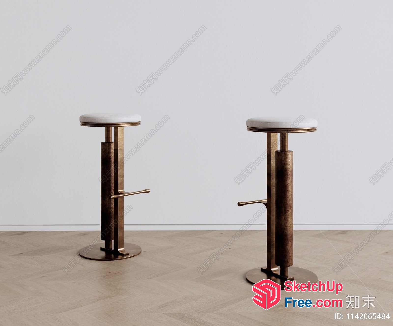 Two Modern Bar Stools In A Minimalist Setting 3D SketchUp File