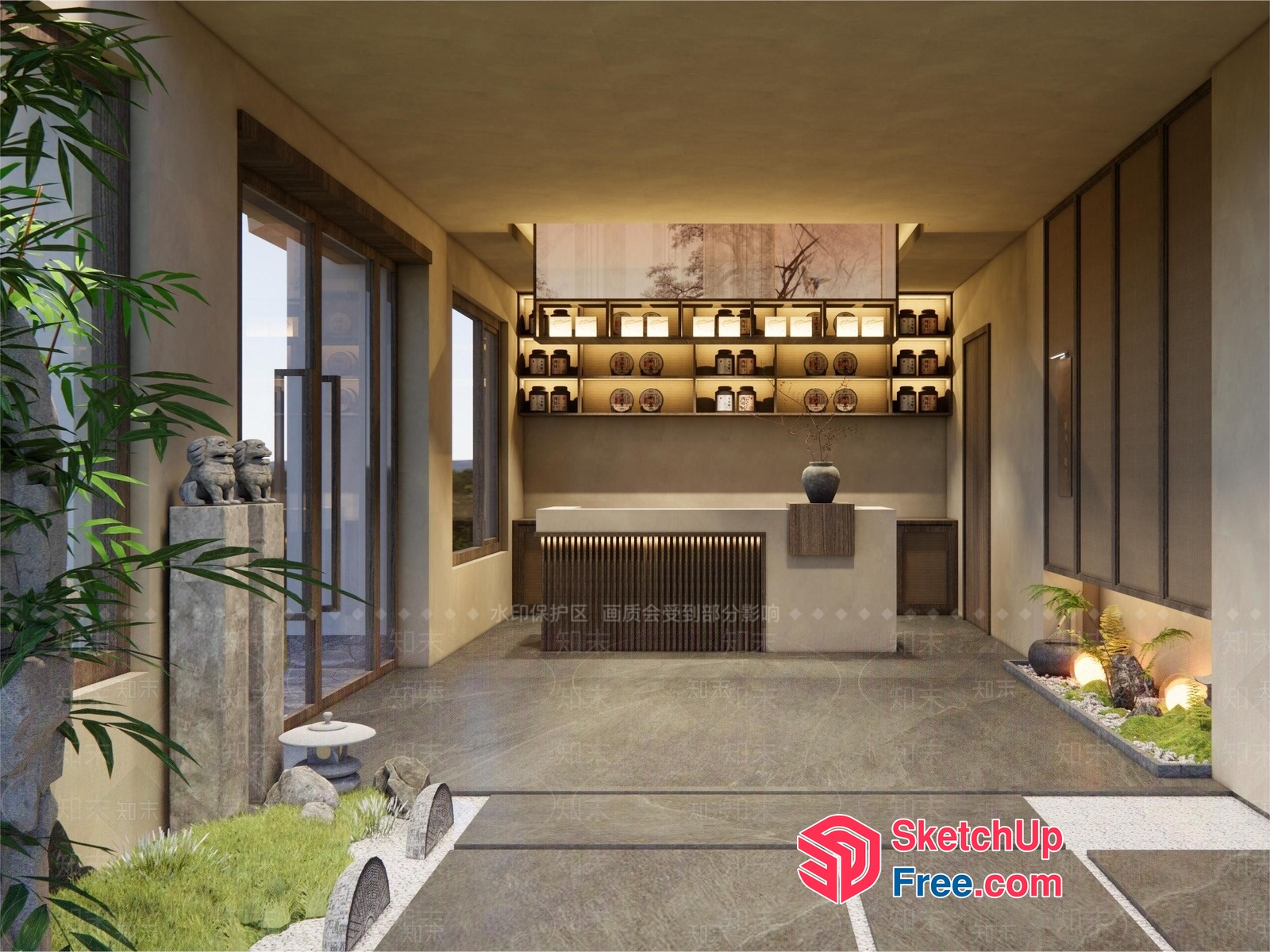 Japanese-Style Interior With Natural Elements 3D SketchUp File