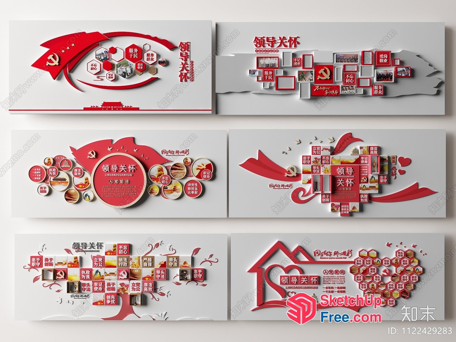 Chinese Communist Party Themed Infographic Elements 3D SketchUp File