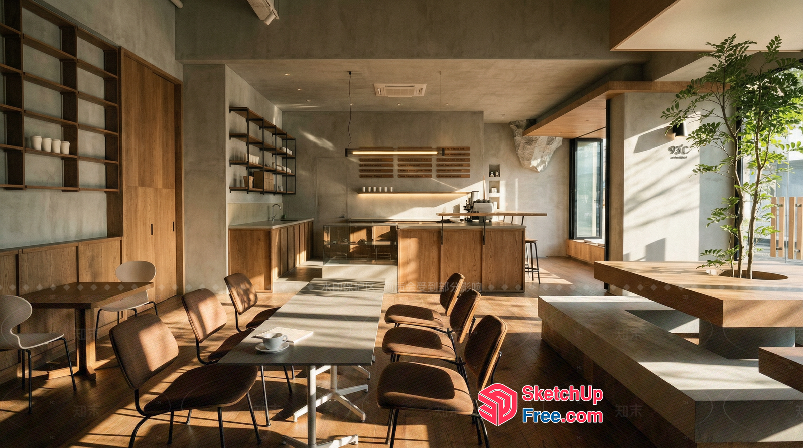 Modern Industrial Style Coffee Shop Interior 3D SketchUp File