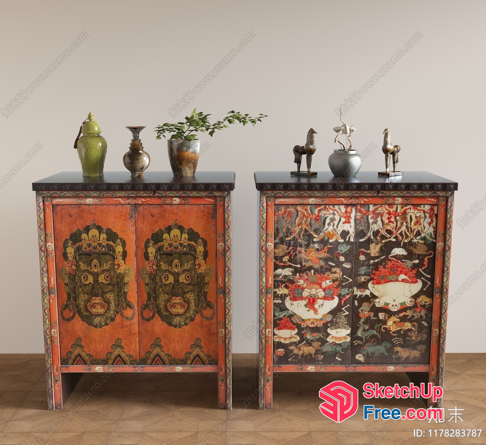 Traditional Oriental-Inspired Furniture Pieces 3D SketchUp File