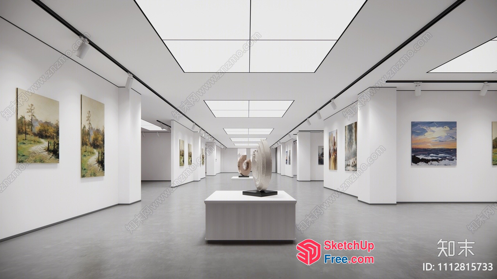 Modern Minimalist Art Gallery Interior 3D SketchUp File