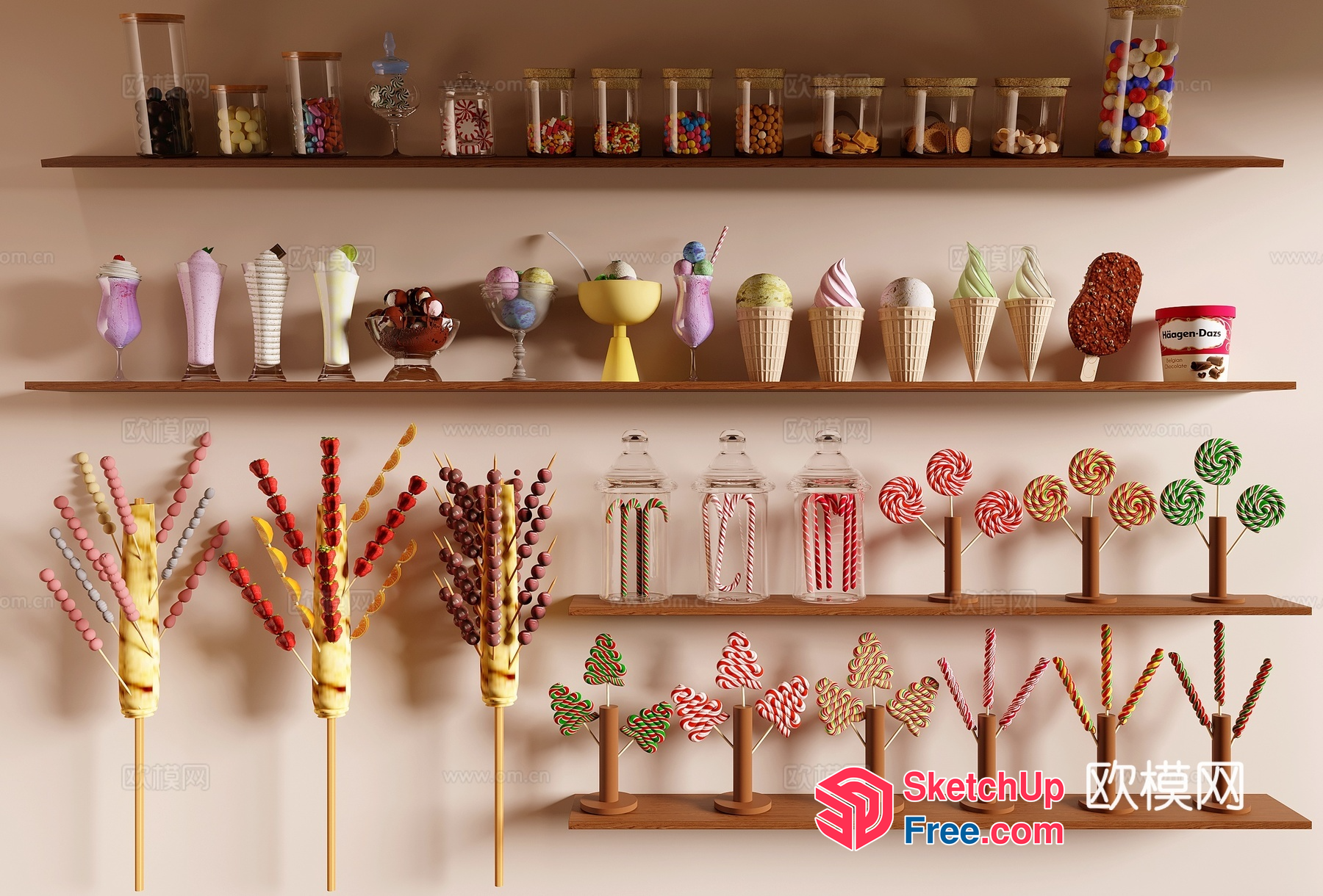 Colorful Candy Store Decorations 3D SketchUp File