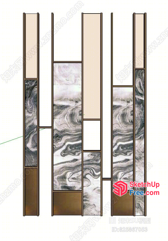 Elegant Marble And Wood Paneling Design 3D SketchUp File