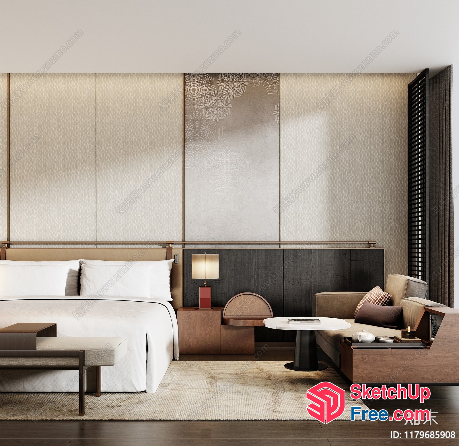 Modern Hotel Bedroom Interior 3D SketchUp File