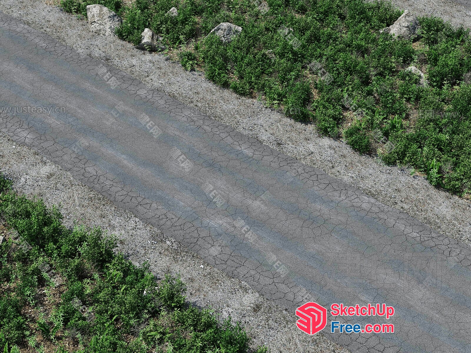 Overgrown Roadway 3D SketchUp File