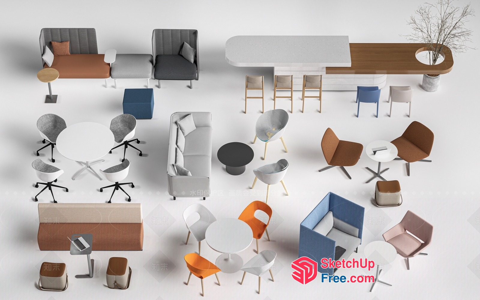 Modern Office Furniture Collection 3D SketchUp File