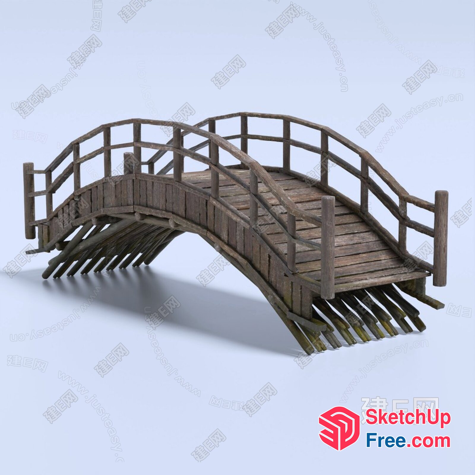 Old Wooden Bridge Over Water 3D SketchUp File