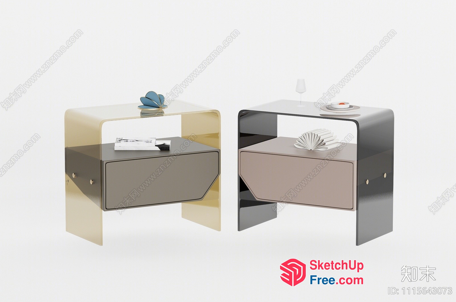 Modern Minimalist Bedside Table Set 3D SketchUp File