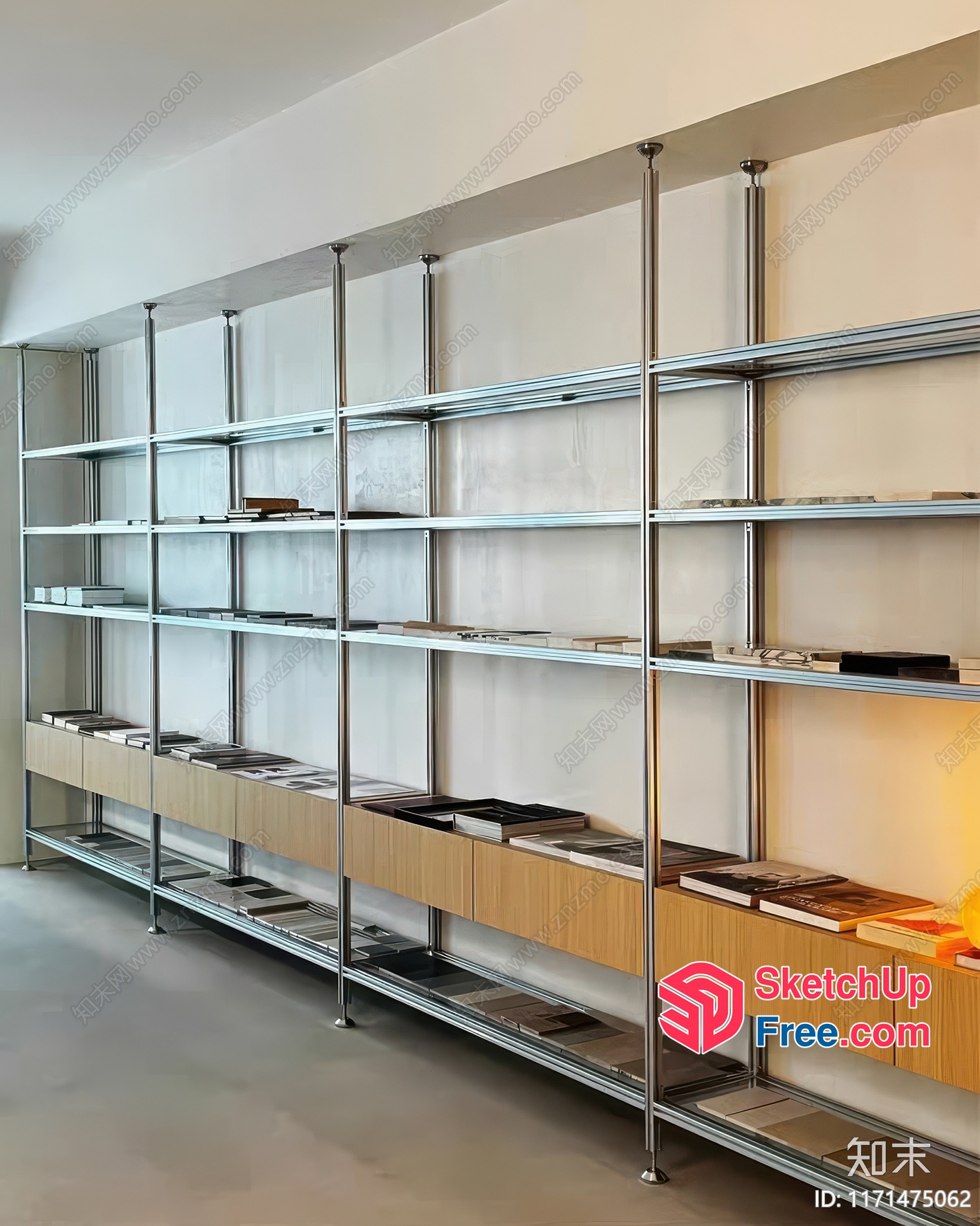 Modern Shelving Unit With Books And Decor 3D SketchUp File