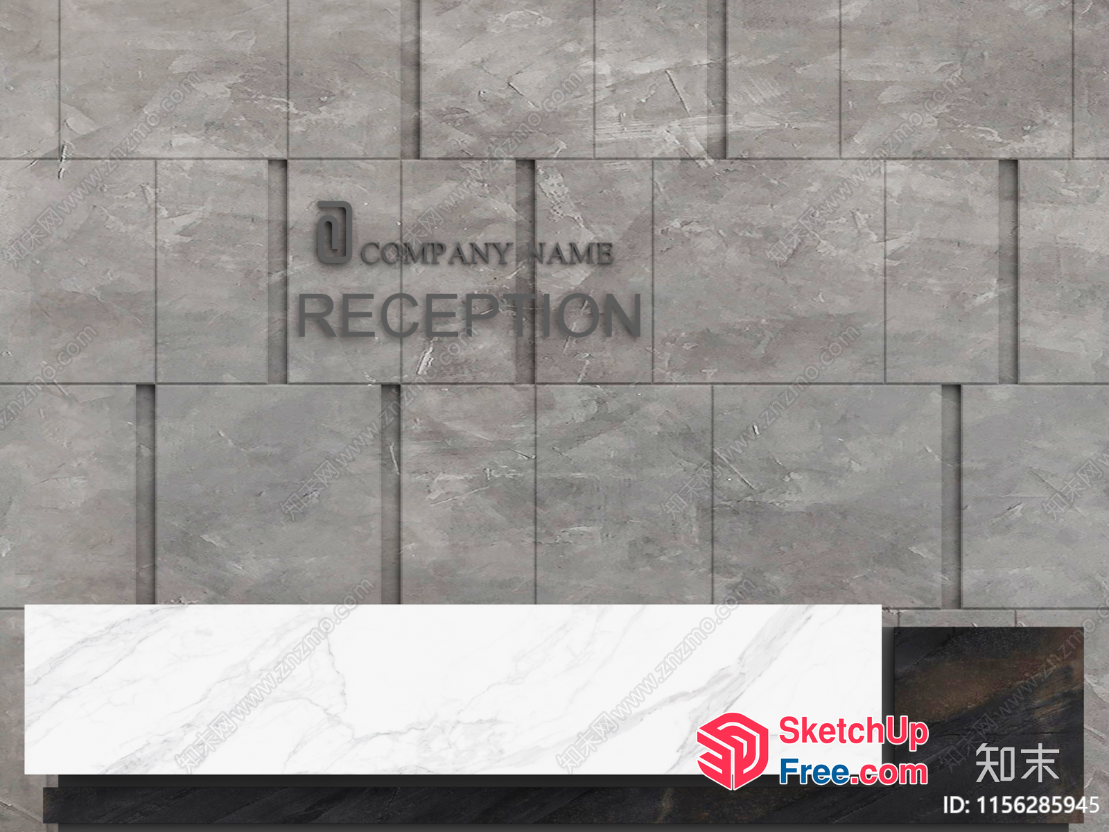 Marble And Stone Reception Area 3D SketchUp File