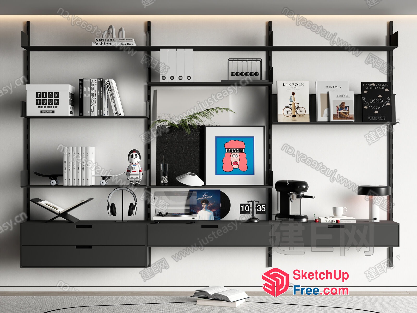 Modern Minimalist Living Room Shelving Unit 3D SketchUp File