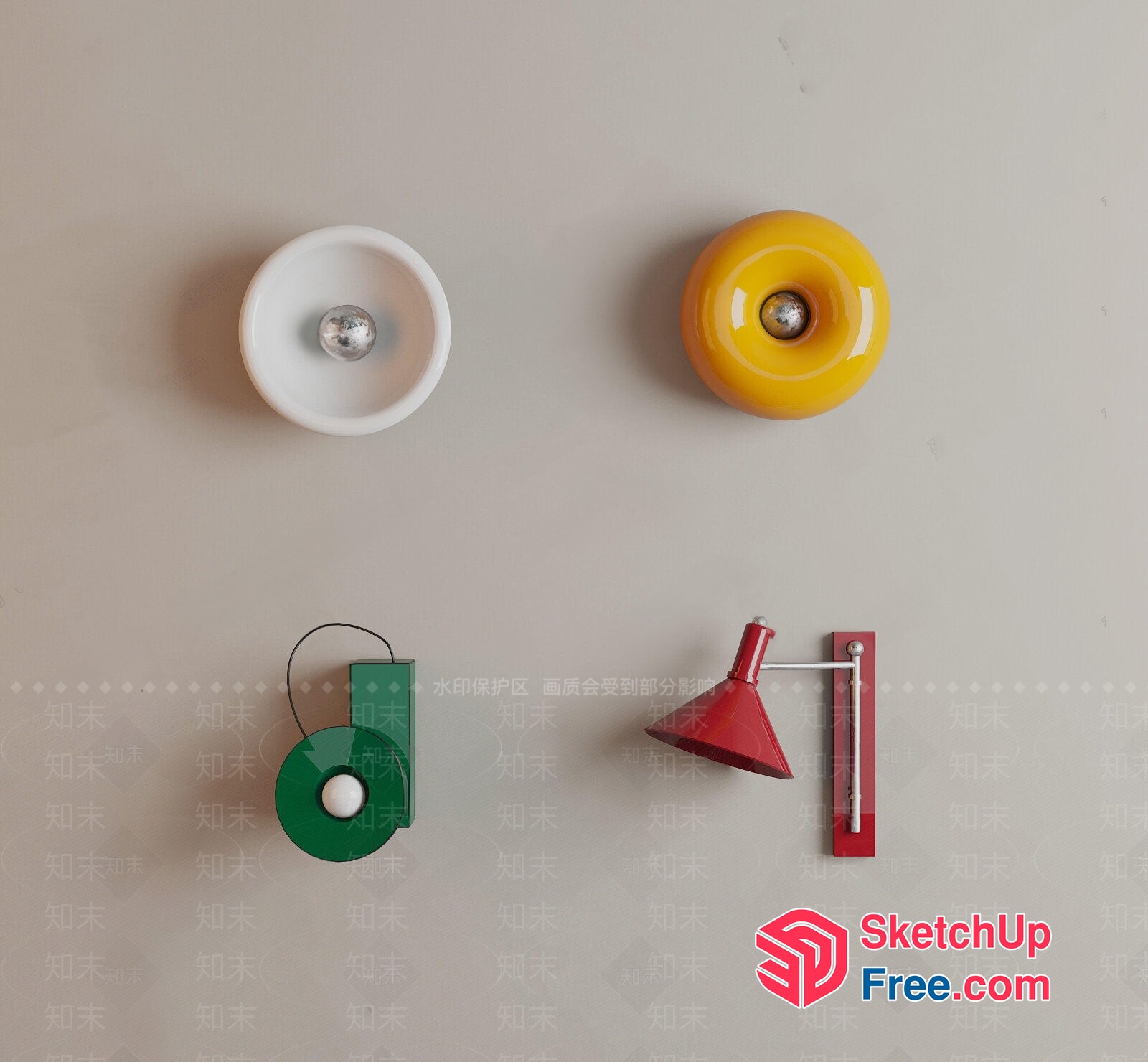 Colorful Wall Light Fixtures In Modern Design 3D SketchUp File