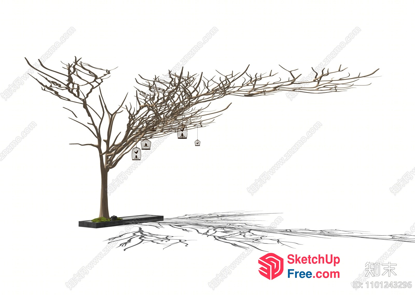 Elegant Japanese Style Tree Decoration With Hanging Ornaments 3D SketchUp File