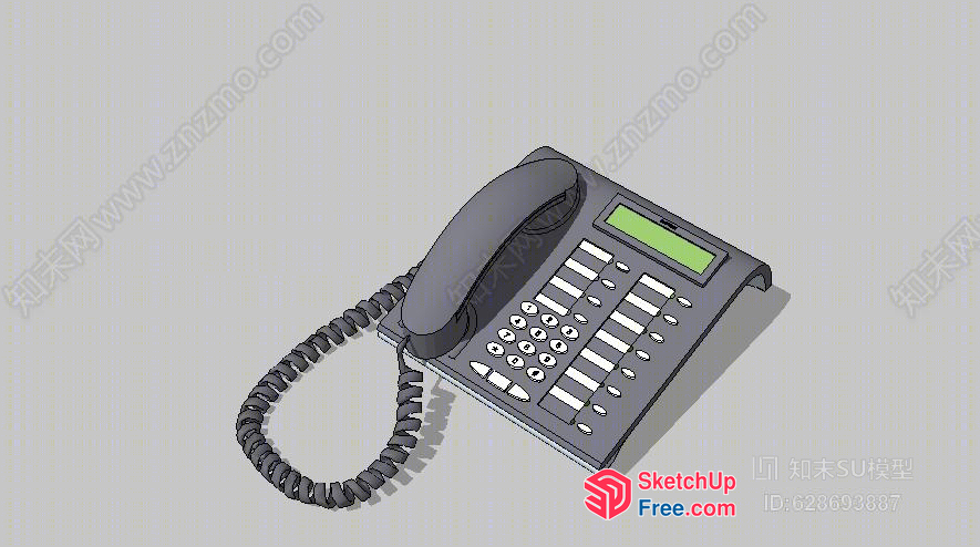 Gray Telephone With Green Screen 3D SketchUp File