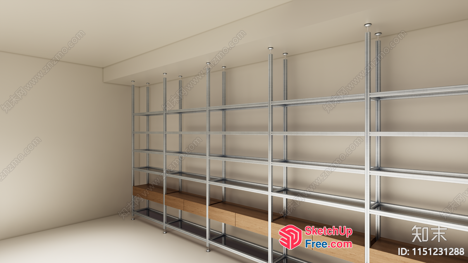 Modern Metal Shelving Unit 3D SketchUp File