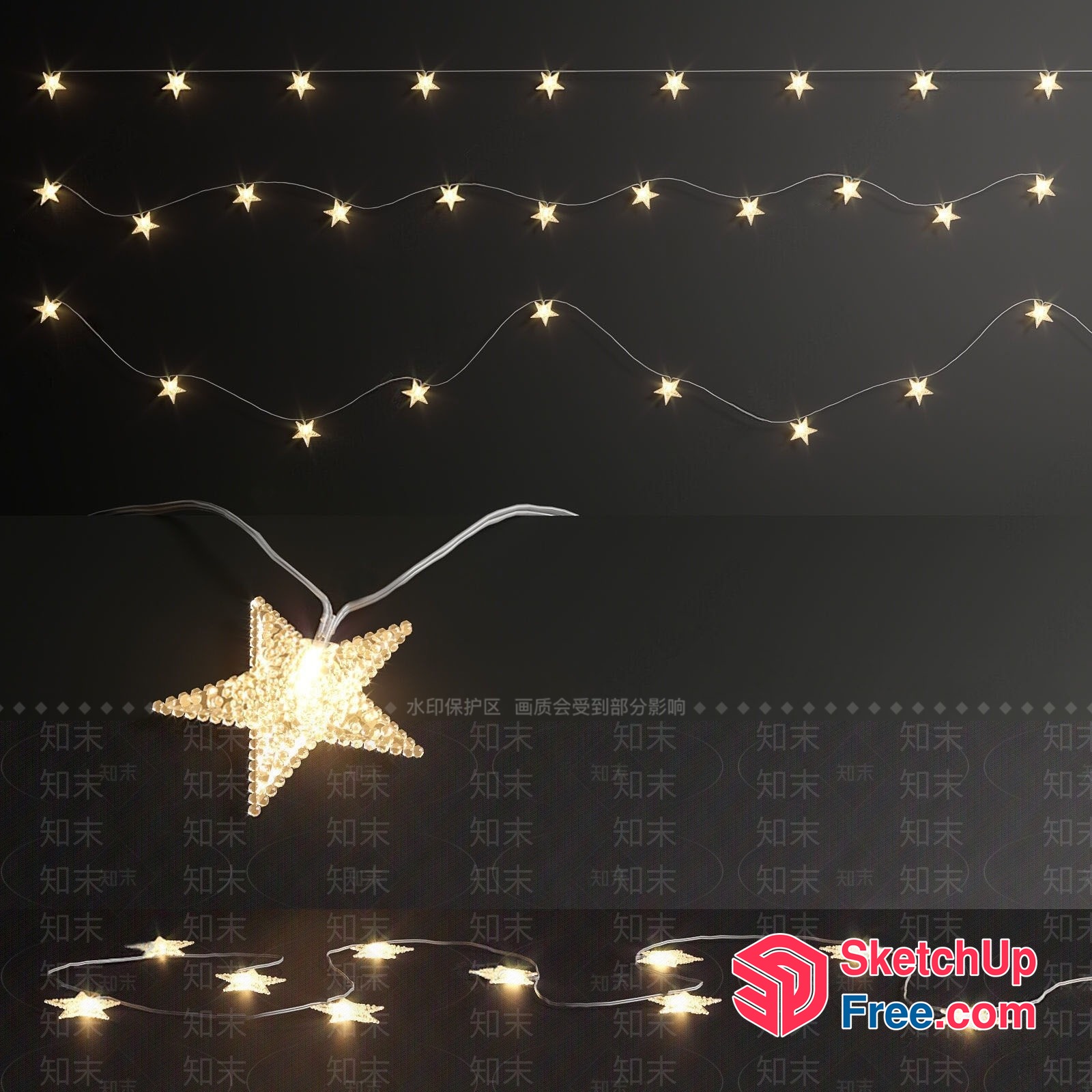 Starry String Light Garland 3D SketchUp File