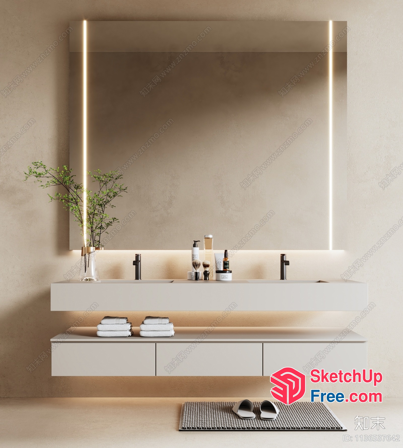 Modern Bathroom Vanity With Led Lighting 3D SketchUp File