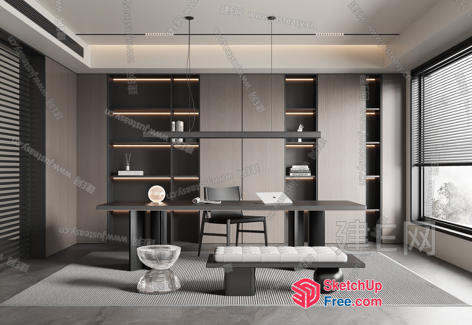 Modern Minimalist Office Interior With Sleek Furniture 3D SketchUp File