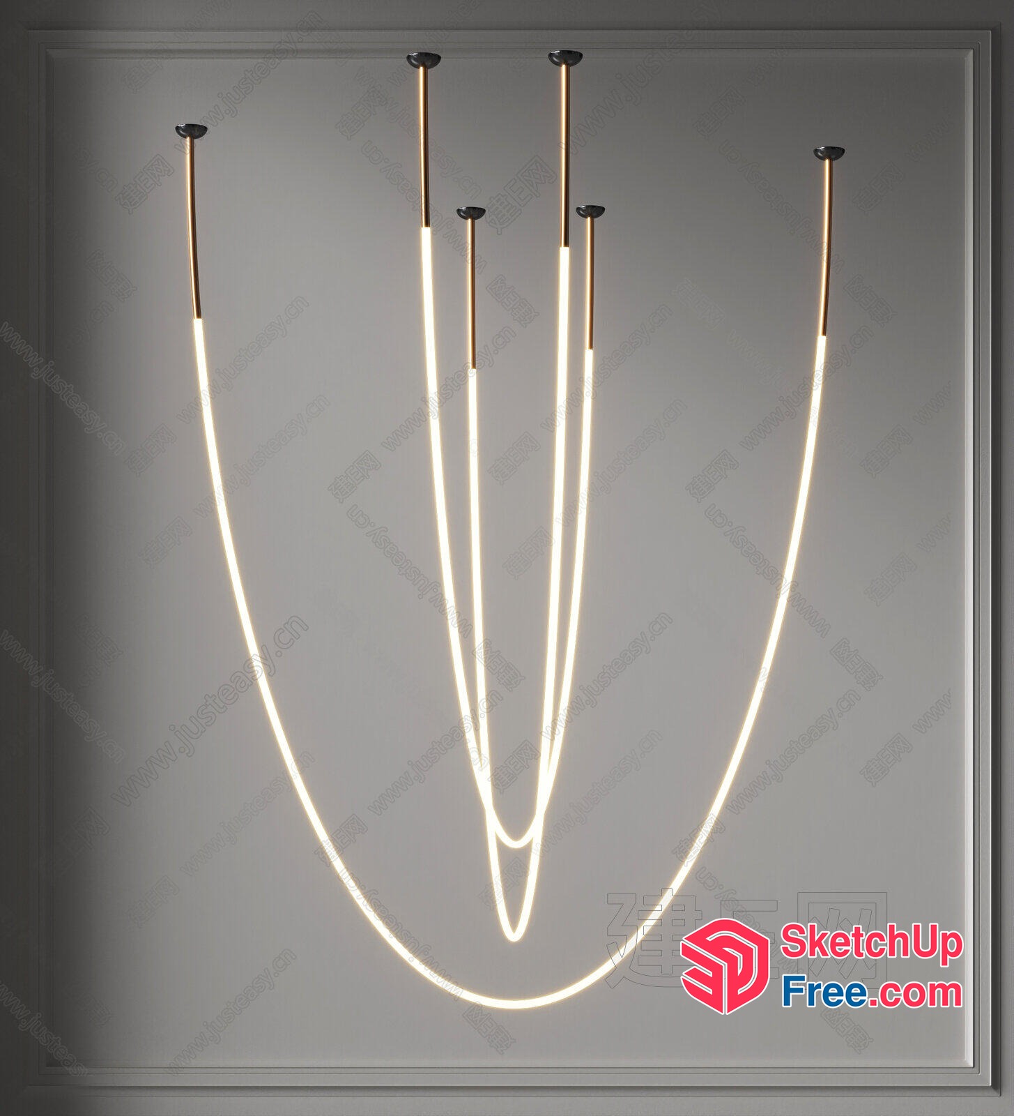 Suspended Neon Light Fixture 3D SketchUp File