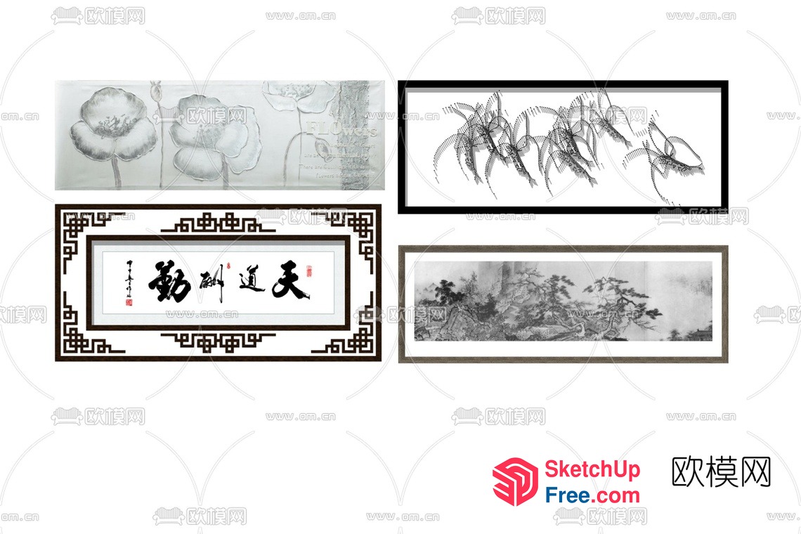Asian-Inspired Decorative Artwork 3D SketchUp File