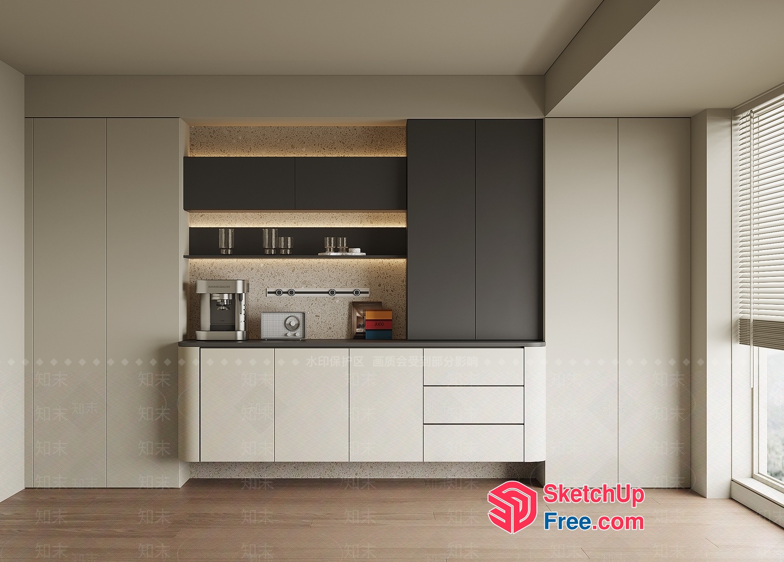Modern Minimalist Kitchen Interior With Sleek Cabinets 3D SketchUp File