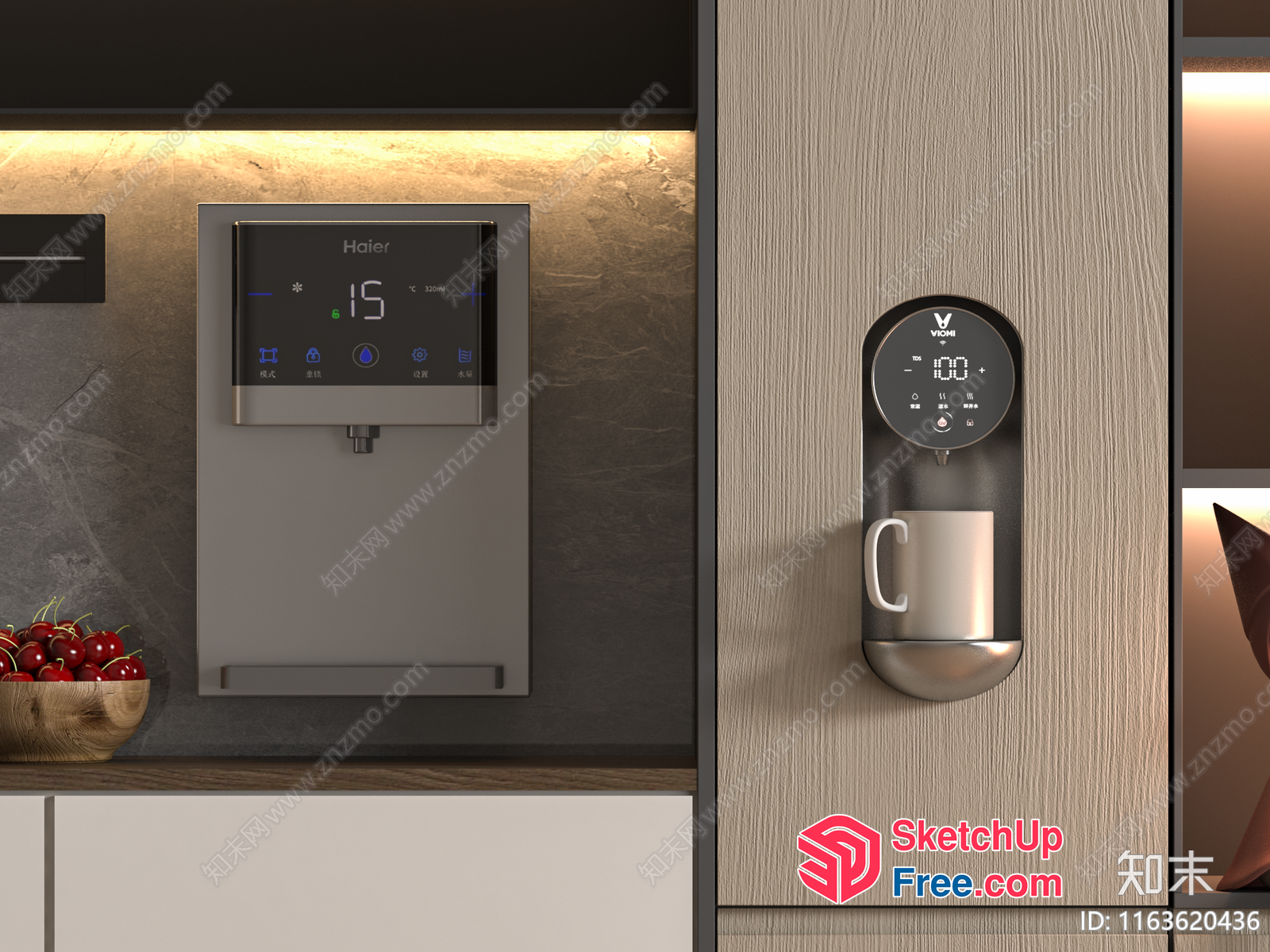 Modern Kitchen Decor With Haier And Voong Water Dispenser 3D SketchUp File